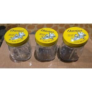 Set of Three 3 Osterizer Blend and Store Mini-Blend Glass  Jars 8 oz